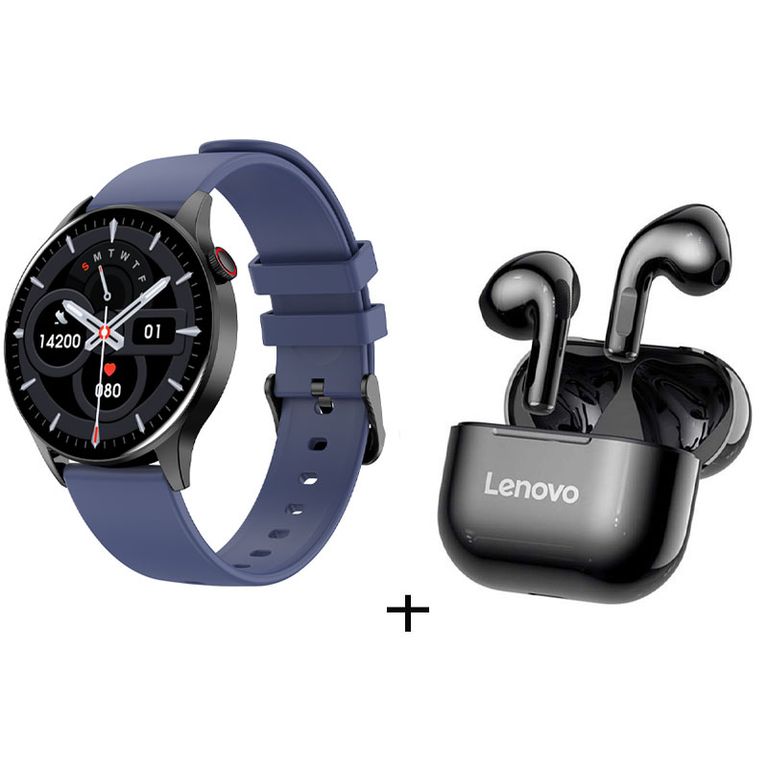 Reloj inteligente deportivo Y85 y LP40 Auriculares - Negro