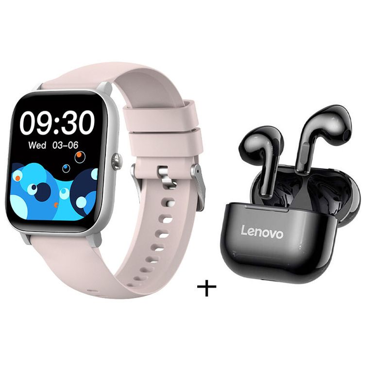 Audífonos LP40 y Reloj Inteligente C09 Rosa