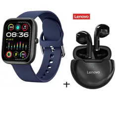 LENOVO - Combinación de Audifonos HT38 negros + reloj inteligente azul