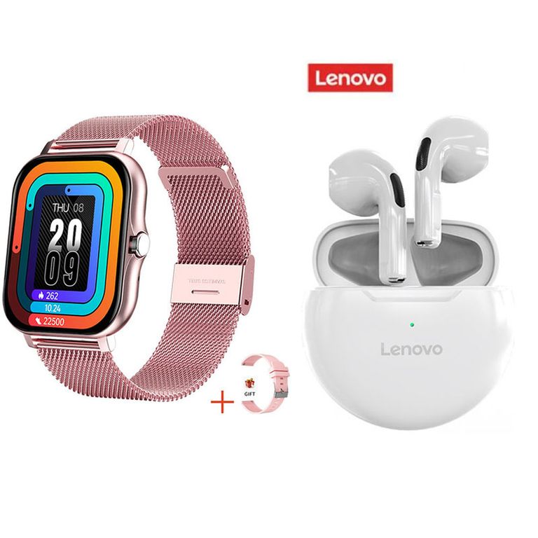 Relojes inteligentes de 183 pulgadas rosa y combo HT38 Blanco