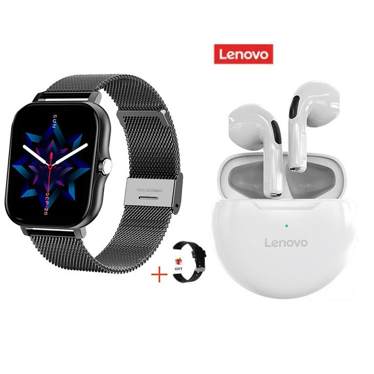 Relojes inteligentes de 183 pulgadas Negro y combo HT38 Blanco
