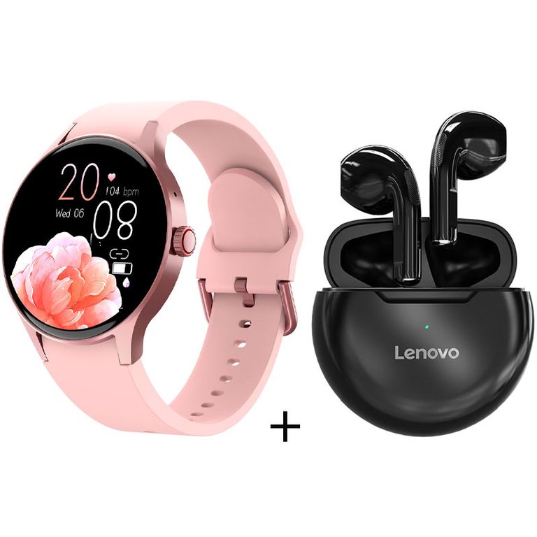 Reloj inteligente de llamadas rosa + combo ht38- Negro