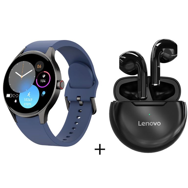 Reloj inteligente de llamadas azul + combo ht38- Negro