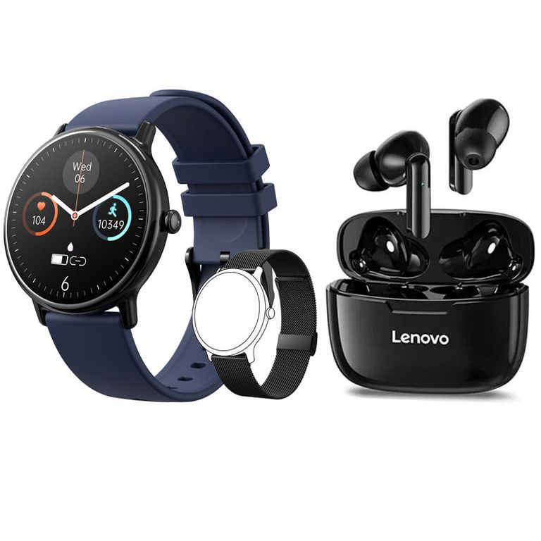 Reloj inteligente resistente al agua Y86 azul + combo XT90