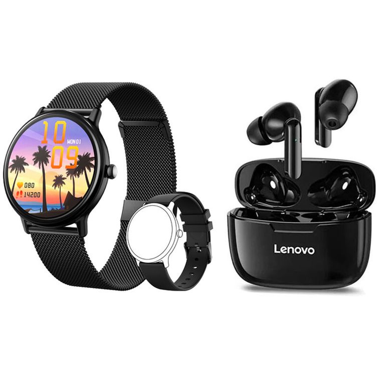 Reloj inteligente resistente al agua Y86 negro + combo XT90