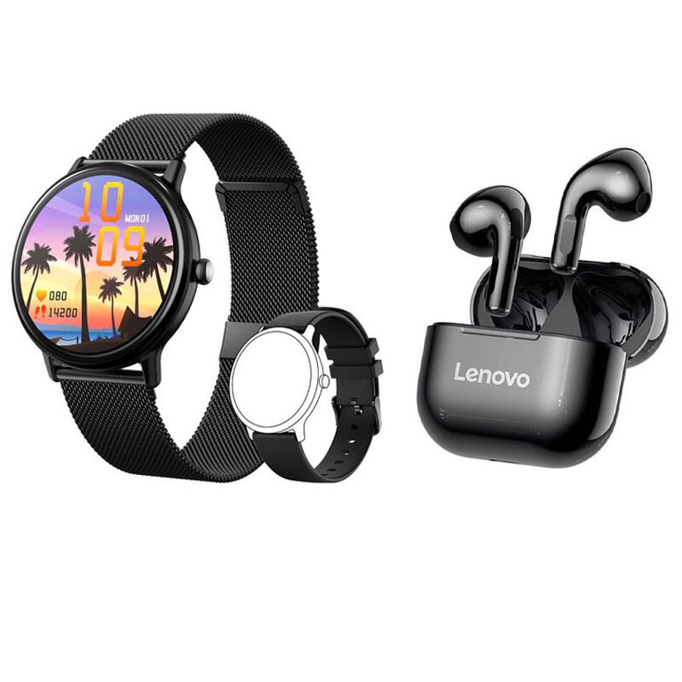 Reloj inteligente resistente al agua Y86 negro + combo lp40