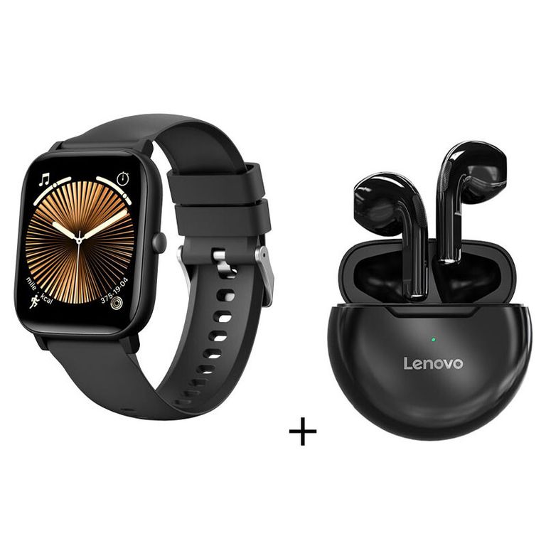 Audífonos HT38 Negro y Reloj Inteligente C09 Negro