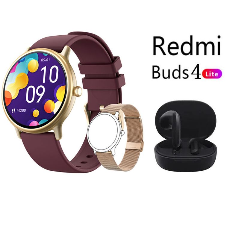 Reloj inteligente Y86 Rojo + Redmi Buds 4 Lite Negro