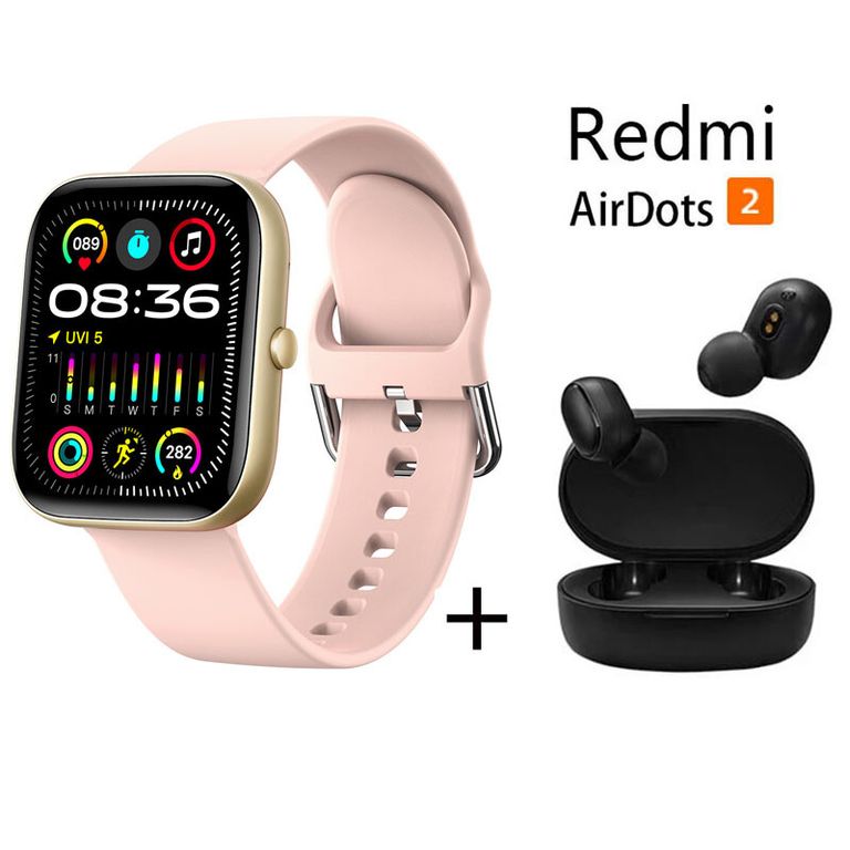 Reloj inteligente de pantalla grande HD + combo Redmi AirDots 2 Rosa