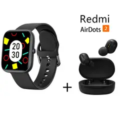 XIAOMI - Reloj inteligente de pantalla grande HD + combo Redmi AirDots 2 Negro