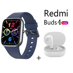 XIAOMI - Y9PRO reloj inteligente Azul + Redmi Buds 4 Lite - Blanco