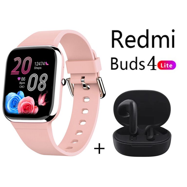 Y9PRO reloj inteligente Rosado + Redmi Buds 4 Lite - Negro
