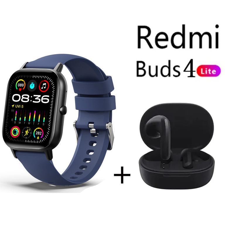 Reloj inteligente Azul + Redmi Buds 4 Lite - Negro