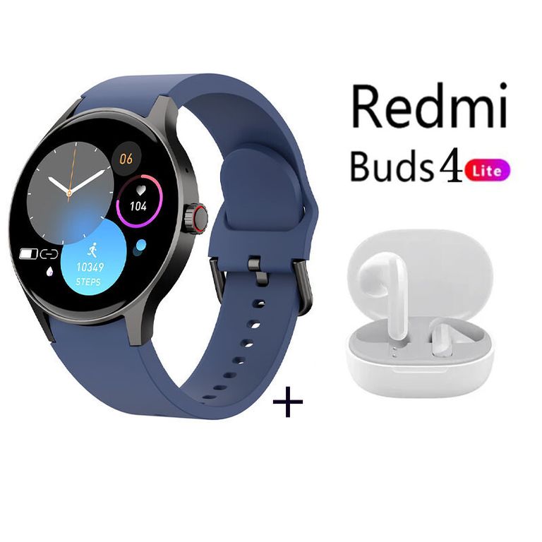 Y80 reloj inteligente deportivo Azul + Redmi Buds 4 Lite - Blanco