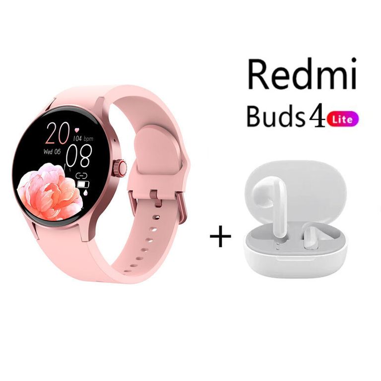 Y80 reloj inteligente deportivo Rosado + Redmi Buds 4 Lite - Blanco