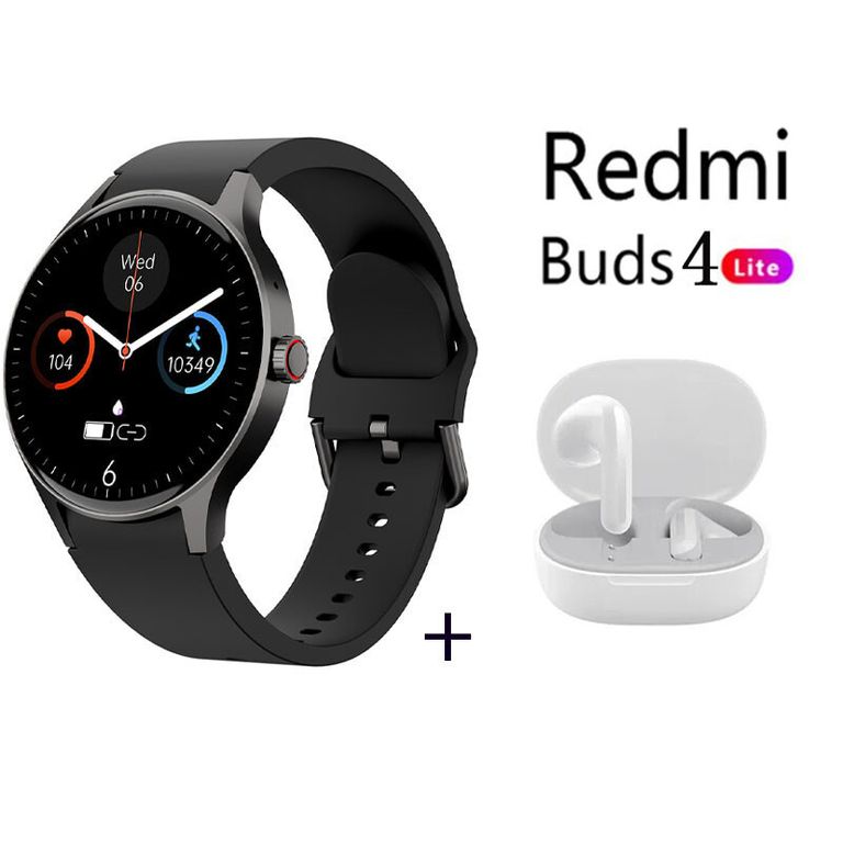 Y80 reloj inteligente deportivo Negro + Redmi Buds 4 Lite - Blanco