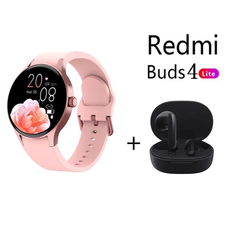 Y80 reloj inteligente deportivo Rosado + Redmi Buds 4 Lite - Negro