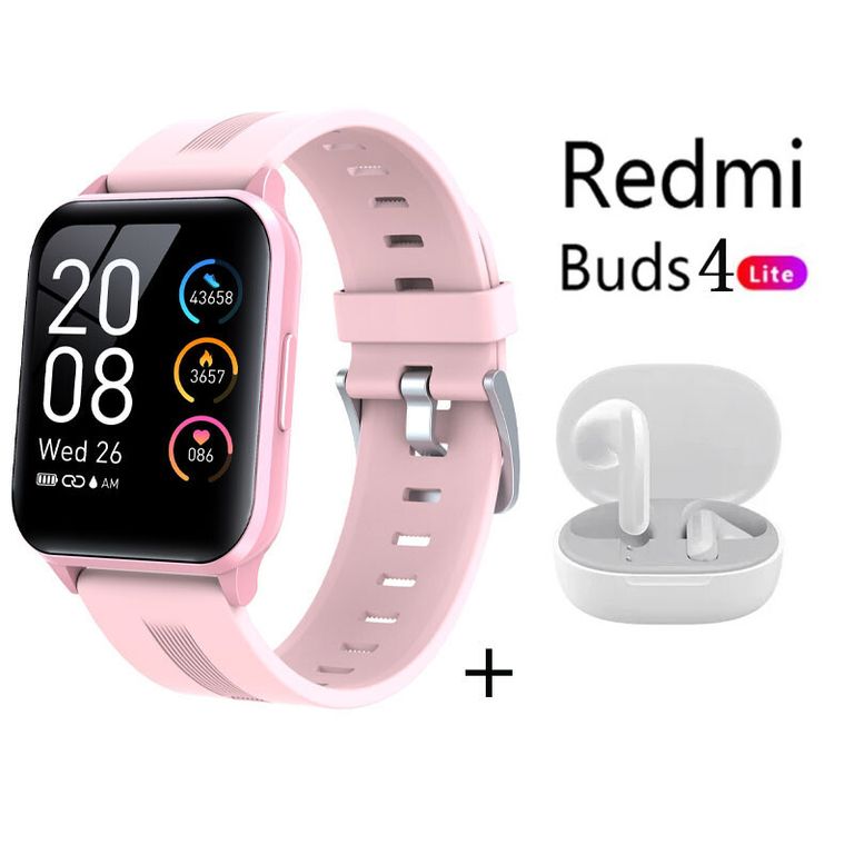 Y79 reloj inteligente deportivo Rosado + Redmi Buds 4 Lite - Blanco
