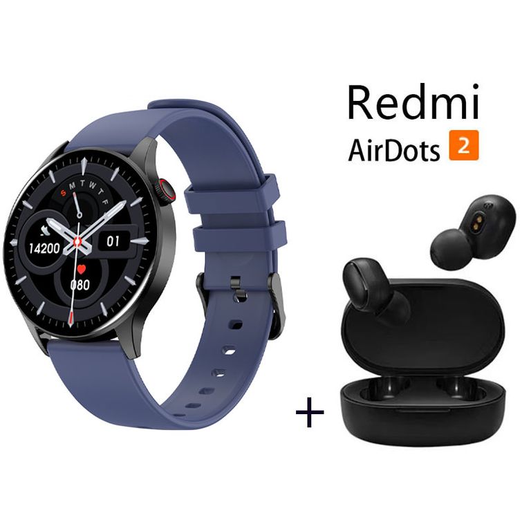 Y85 reloj inteligente deportivo + combo Redmi AirDots 2 - azul
