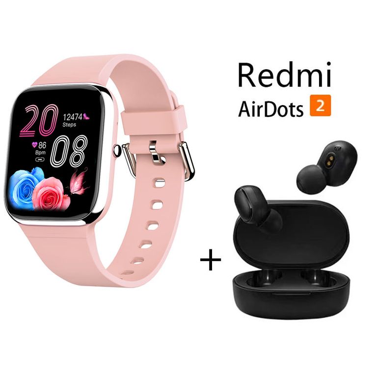 Y9PRO reloj inteligente deportivo + combo Redmi AirDots 2 - Rosa