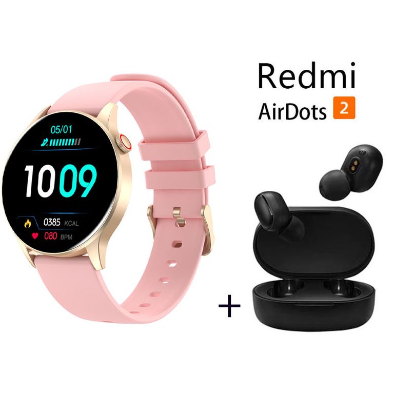 Y85 reloj inteligente deportivo + combo Redmi AirDots 2 - Rosado