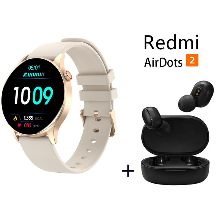 Y85 reloj inteligente deportivo + combo Redmi AirDots 2 - Blanquecino