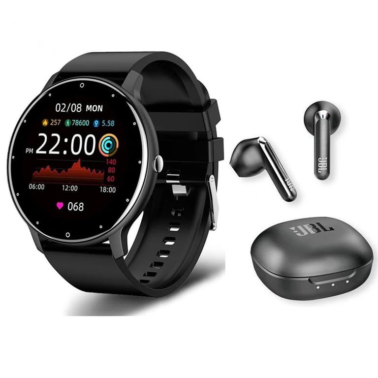 T280 TwsX2 Audífonos-Negro y Toumi Watch Fit 2-B Reloj inteligente