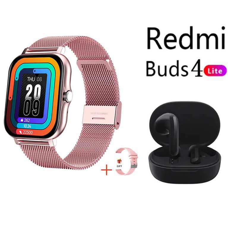 Reloj inteligente rosa de 183 pulgadas + combo Redmi Buds4 Lite
