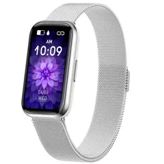 KUMI - Smartwatch H98 táctil 147 pulgadas - banda acero plateada