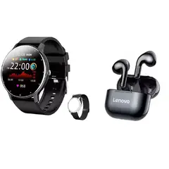 LENOVO - Audífonos LP40 y Smartwatch Toumi Fit 2 y cinturón inoxidable