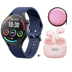 LENOVO - Reloj inteligente de moda y LP40PRO Azul y Estuche