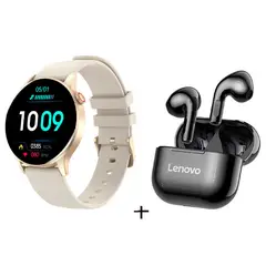 LENOVO - Reloj inteligente deportivo Y85 y LP40 Auriculares Blanquecino