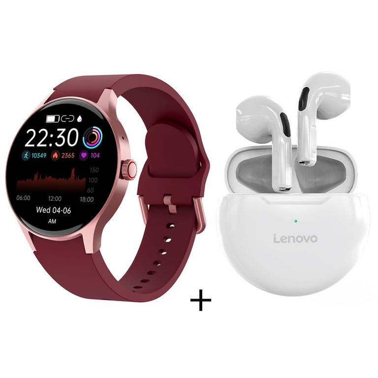 Reloj inteligente de llamadas Rojo + combo ht38 blanco