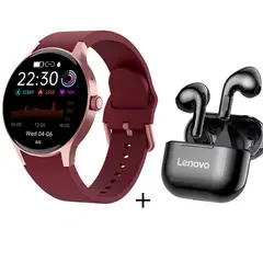 LENOVO - Pantalla AMOLED reloj inteligente deportivo + LP40 - Rojo