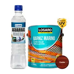 LOSARO - PACK (Barniz Marino color Caoba 0.25 Gl, + Aguarrás Mineral 0.5 Lt.)