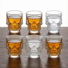 PENTHA - Set 6 Vasos Shot Diseño Calavera de Vidrio 50 ml