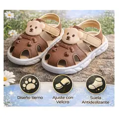 GENERICO - Sandalias Infantiles con Osito Talla 15-20
