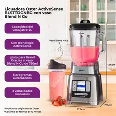 OSTER - Licuadora Activesense Blsttdgnbg Con vaso Blend N Go - Color Gris