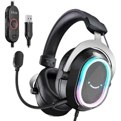 FIFINE - Auriculares USB AmpliGame H13 con RGB