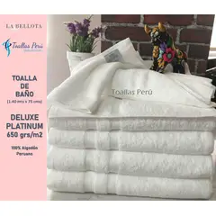 LA BELLOTA - TOALLA DELUXE PLATINUM "La Bellota" - BAÑO - 650 grs/m2 - mide: 75×140 cm Blanca