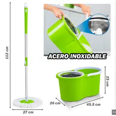 GENERICO - Trapeador con Balde Escurridor Giratorio Verde