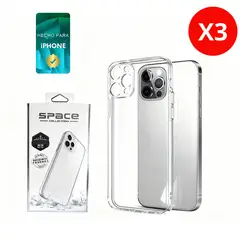 SHIELD - Pack x3 Case Space Transparente para iPhone 17 Pro