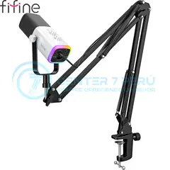 FIFINE - Micrófono AM8T WHITE con Brazo