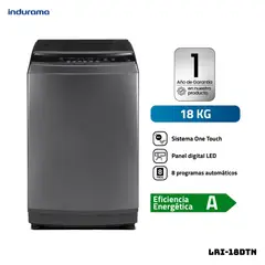 INDURAMA - LAVADORA 18 KG CARGA SUPERIOR TITANIO - LRI-18DTN