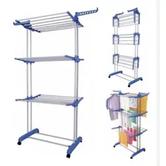 GENERICO - Tendedero de ropa armable de 4 niveles azul doble barra