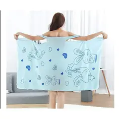 GENERICO - TOALLA BATA DE BAÑO MUJER-CELESTE