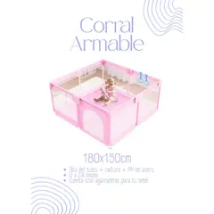 GENERICO - Corral Armable 180x150cm - COLOR ROSADO