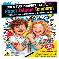 GENERICO - Papel A4 para imprimir tatuaje temporal - Tattoo imprimible x50 packs