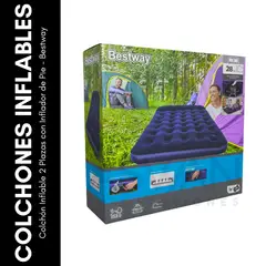 GENERICO - Colchón Inflable 2 Plazas con Inflador de Pie - BESTWAY