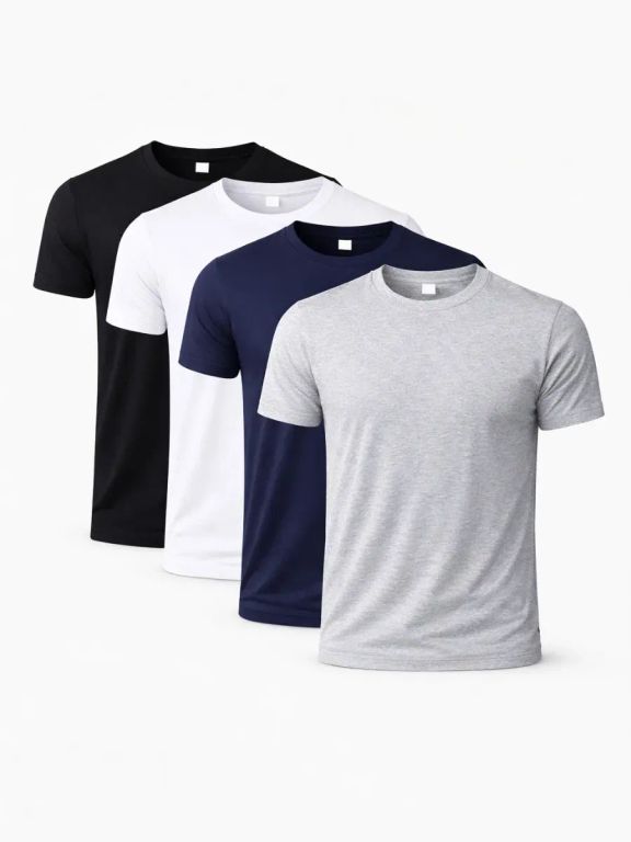 Pack x4 Polos Slim Fit Hombre Algodón Multicolor
